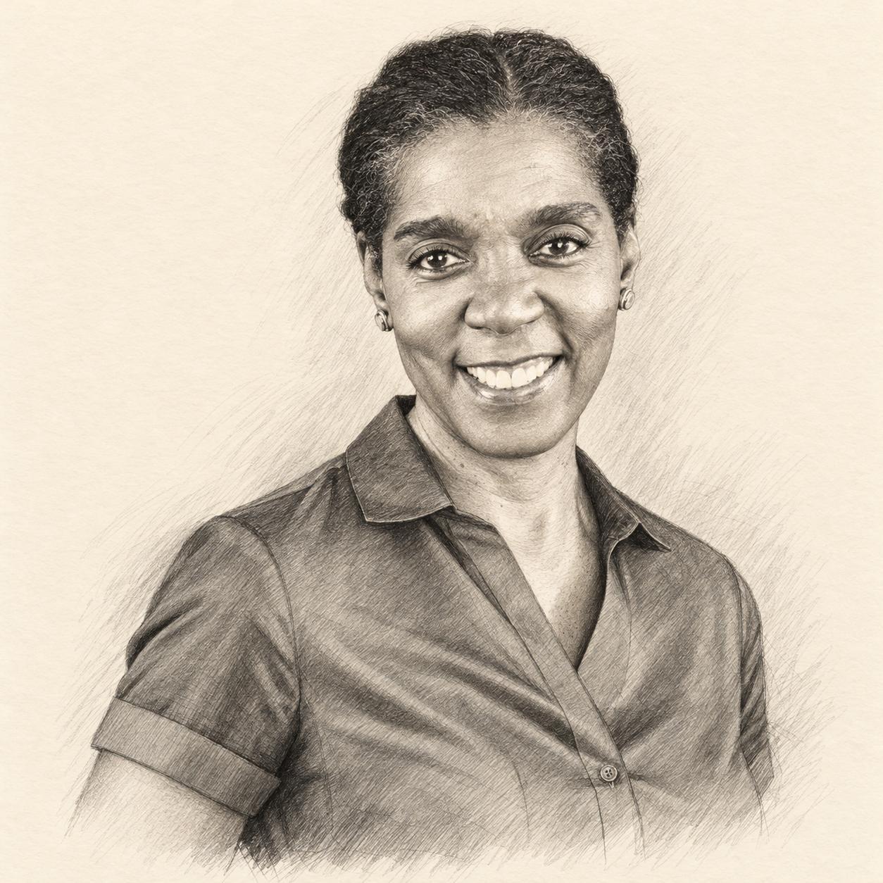 Pencil illustration of Spring Council’s portrait on cream paper